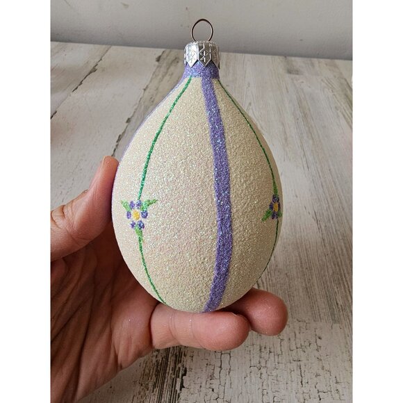 Patricia breen Daisy purple glitter egg ornament Xmas tree spring - Picture 3 of 8